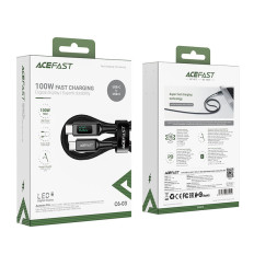 Kabel trådtråd med LED-skärm USB-C 100W 20V 5A 2M Svart