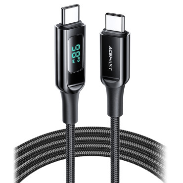 Kabeļu vadu stieple ar LED ekrānu USB-C 100W 20V 5A 2m melns
