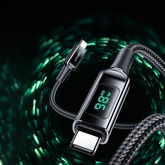 Kabel trådtråd med LED-skärm USB-C 100W 20V 5A 2M Svart