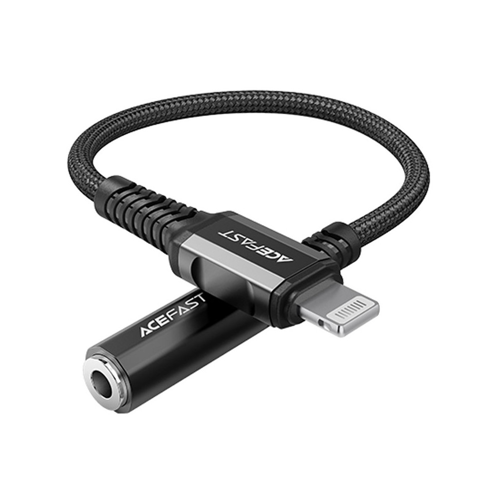 AUX AUX Adapter Adapter för iPhone MFI Lightning - 3.5mm Mini Jack 18cm svart