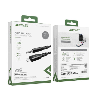 AUX avdio kabel za iPhone MFI strele - 3.5mm Mini Jack 1.2m Črna