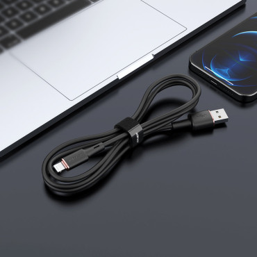 Kabelkabel för iPhone MFI USB - Lightning 2.4a 1.2m svart