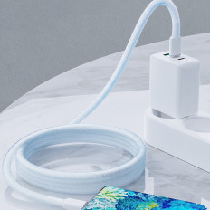Cabo USB-C 60W 20 V 3A 1.2m Branco