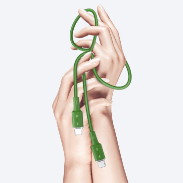 Cabo USB-C 60W 20 V 3A 1.2m azeitona verde