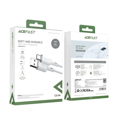 USB kabelio kabelis - USB-C 3A 1.2m Balta