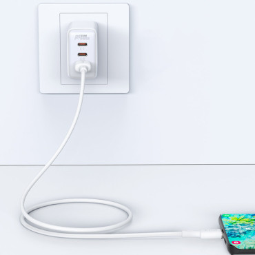 USB kabelio kabelis - USB-C 3A 1.2m Balta