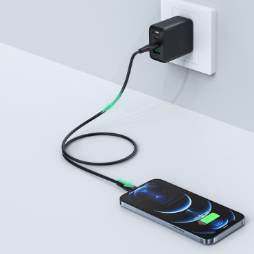 Cavo via cavo per iPhone MFI USB-C - Lightning 30W 3A 1.2m Nero