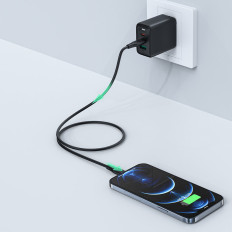 Kabeļu kabelis iPhone MFI USB-C - LIGHTING 30W 3A 1.2m Black