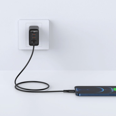 Káblový kábel pre iPhone MFI USB - Lightning 2.4A 1.2m Čierna