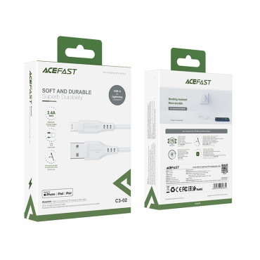 Cabo de cabo para iPhone MFI USB - Relâmpago 2.4a 1.2m Branco