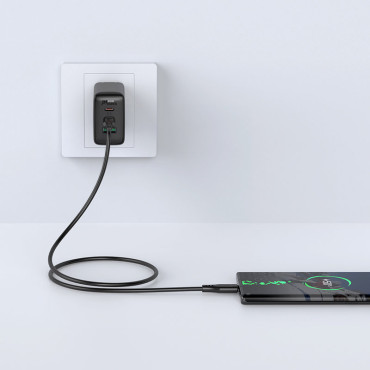 Kabelių viela USB-C 60W 20V 3A telefonui 1.2m Balta