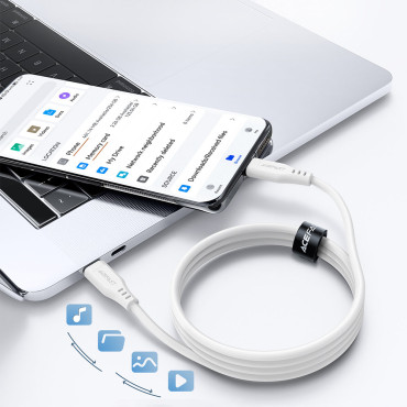 Kabelių viela USB-C 60W 20V 3A telefonui 1.2m Balta