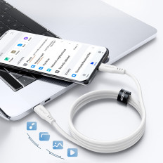 Kabelių viela USB-C 60W 20V 3A telefonui 1.2m Balta