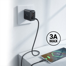 Kaapelijohto USB-puhelimeen - USB-C 3A 1.2m musta