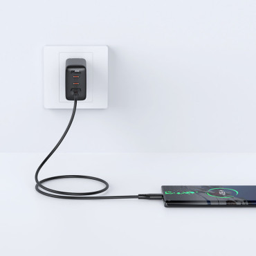 Kabel tråd för USB-telefon - USB-C 3a 1.2m Vit