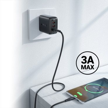 Kabel tråd för USB-telefon - USB-C 3a 1.2m Vit
