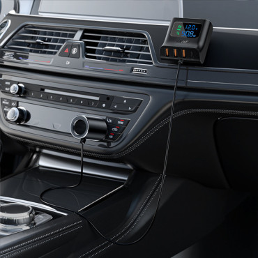 Carregador de carro 90w USB-C 3X USB QC 3.0 Preto
