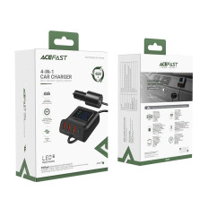 Carregador de carro 90w USB-C 3X USB QC 3.0 Preto