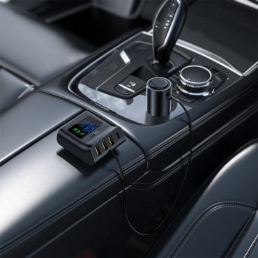 Carregador de carro 90w USB-C 3X USB QC 3.0 Preto