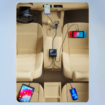 Carregador de carro 90w USB-C 3X USB QC 3.0 Preto