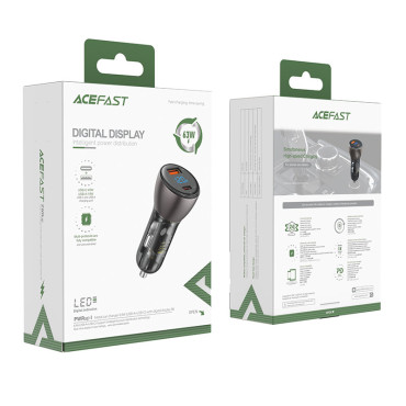 Carregador de carro 63W 12V USB-C USB SFCP Preto