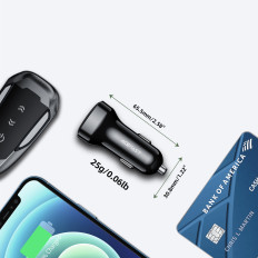Carregador de carro 66W USB-C USB POWER ENTREGA QC 4.0 FCP Preto