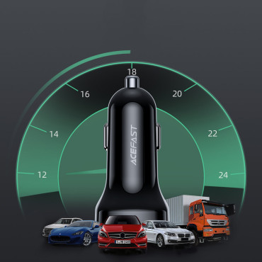 Carregador de carro 66W USB-C USB POWER ENTREGA QC 4.0 FCP Preto