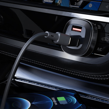 Carregador de carro 66W 2X USB-C USB POWER ENTREGA QC 4.0 Preto