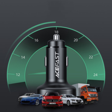 Auto Nabíjačka 66W 2x USB-C USB Power Donáška QC 4.0 Čierna