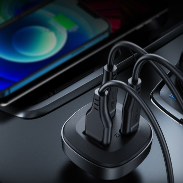 Carregador de carro 66W 2X USB-C USB POWER ENTREGA QC 4.0 Preto