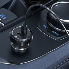 Auto Nabíjačka 72W 2x USB-C Power Dodanie QC 3.0 Čierna