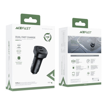 Car Charger 72W 2x USB-C Power Dostava QC 3.0 Črna