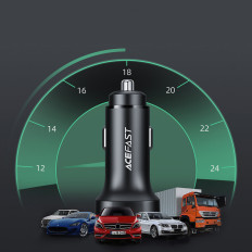 Auto Nabíjačka 72W 2x USB-C Power Dodanie QC 3.0 Čierna