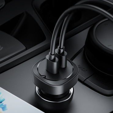 Caricabatterie per auto 72W 2x USB-C Energia di alimentazione QC 3.0 Nero