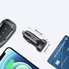 Autolaadija 72W 2x USB-C Power Tarneaeg QC 3,0 Must