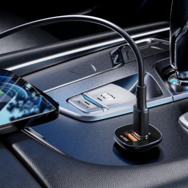 Carregador de carro 38W USB-C USB POWER ENTREGA QC 3.0 Preto