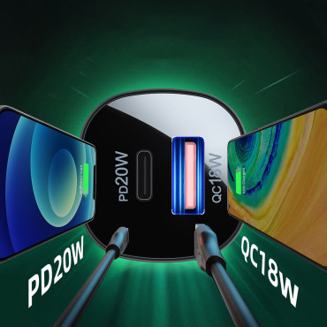 Car Charger 38W USB-C USB Power Dostava QC 3.0 Črna