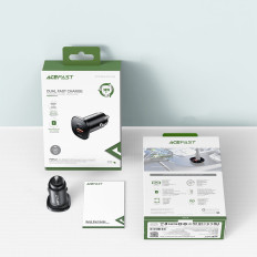 Autolader 38W USB-C USB POWER LEVERING QC 3.0 BLACK