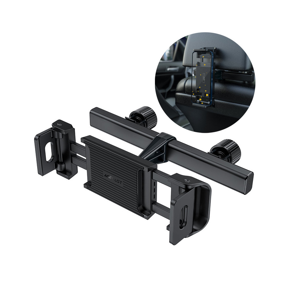 Suporte de encosto de carro para telefone e tablet 135-230mm largura preta