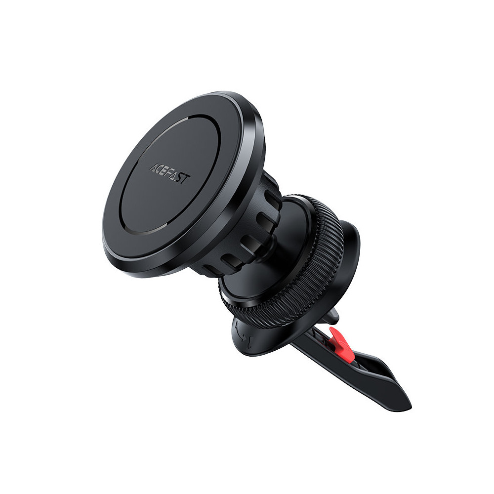 Bilmagnetisk holder til telefon på cockpit og svart ventilasjonskontroll