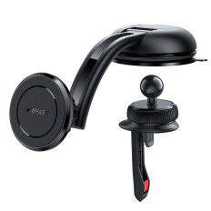 Suporte magnético do carro para telefone no cockpit e verificador de ventilação preto