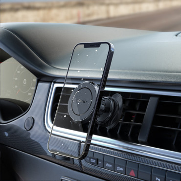 Suporte magnético do carro para telefone no cockpit e verificador de ventilação preto