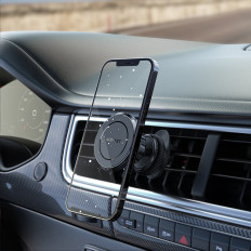 Suporte magnético do carro para telefone no cockpit e verificador de ventilação preto