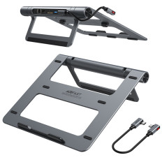 8IN1 bärbar datorstativ + multifunktionshub USB-C TF SD HDMI 4K RJ45 100W GRAY