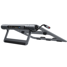 8in1 laptop stojalo + večfunkcijsko vozlišče USB-C TF SD HDMI 4K RJ45 100W Gray