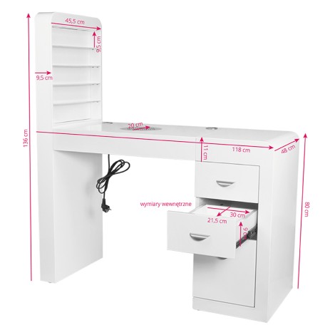 Γραφείο Καλλυντικών 310 λευκό δεξιό