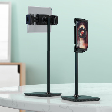 Teleskopisk skrivbordstelefon och tabletthandtag 135-230mm Bredd svart