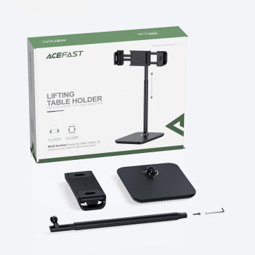 Teleskopisk skrivbordstelefon och tabletthandtag 135-230mm Bredd svart