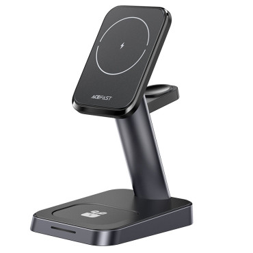 3in1 Carregador Qi 15w com alça magnética para iPhone Apple Assista e Airpods Preto