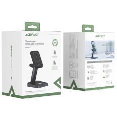 3in1 Carregador Qi 15w com alça magnética para iPhone Apple Assista e Airpods Preto